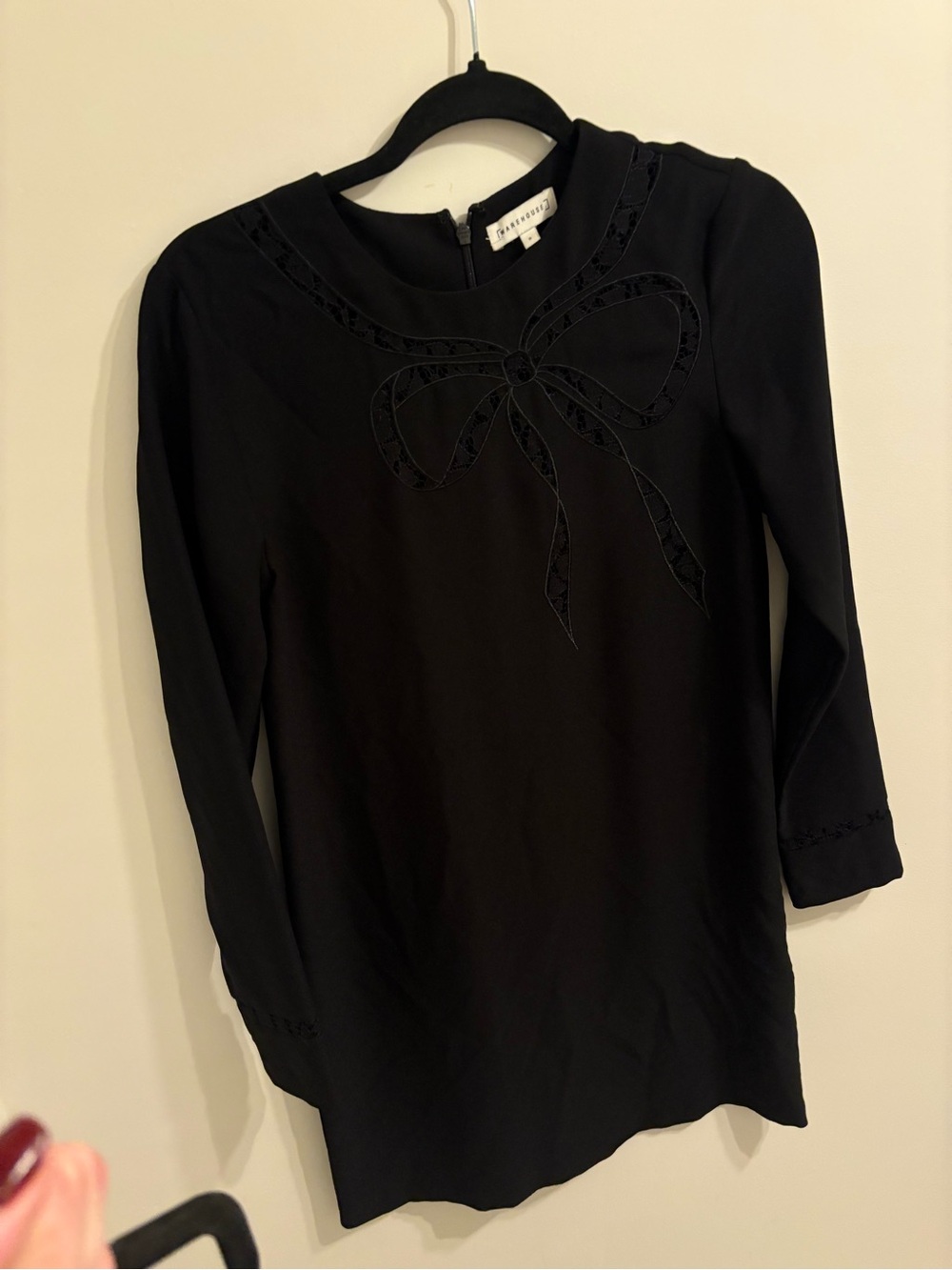 Tibi Black Bow Detail Mini Dress Like New